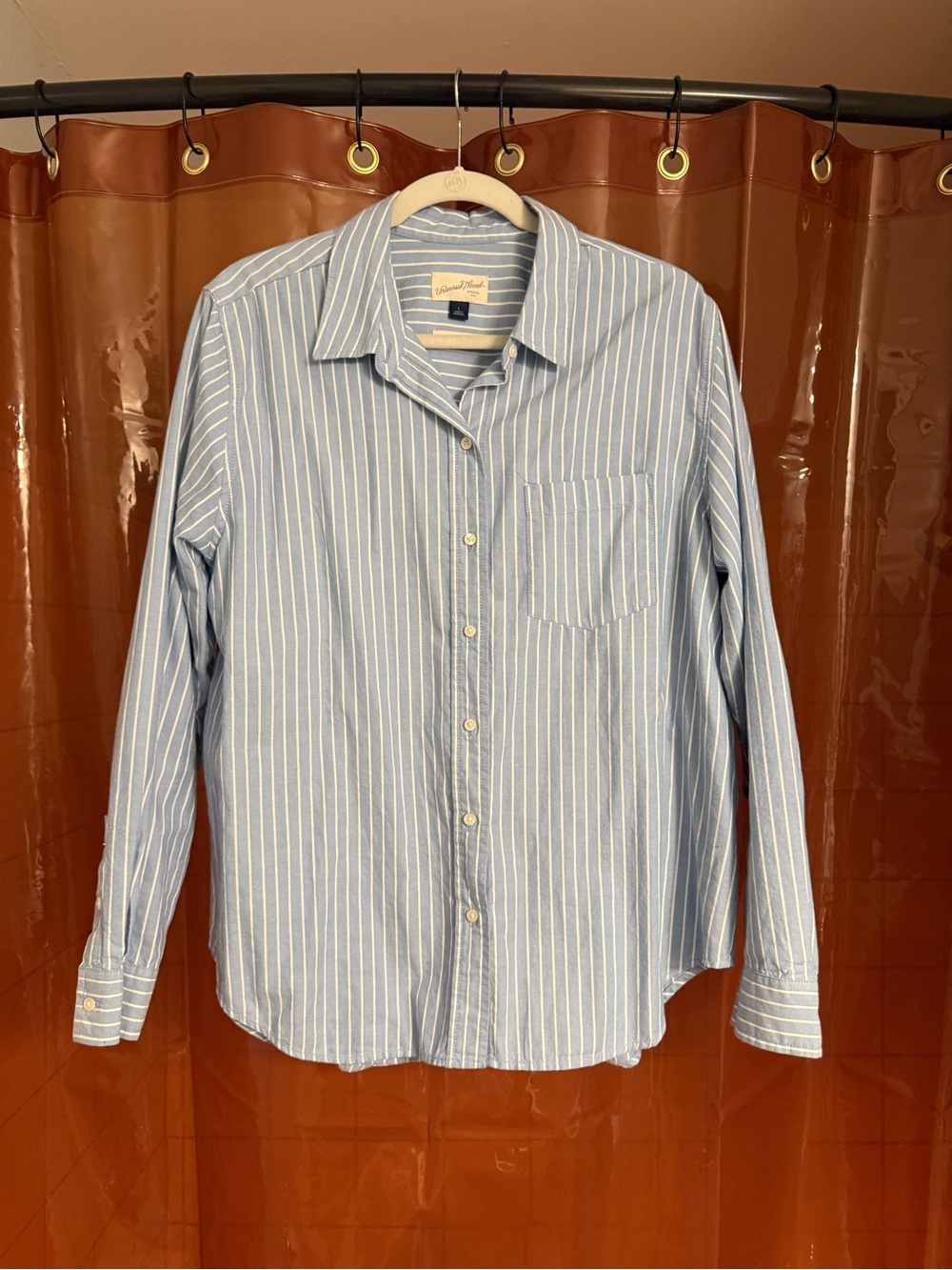 Universal Thread Light Blue and White Striped Button-Up Shirt